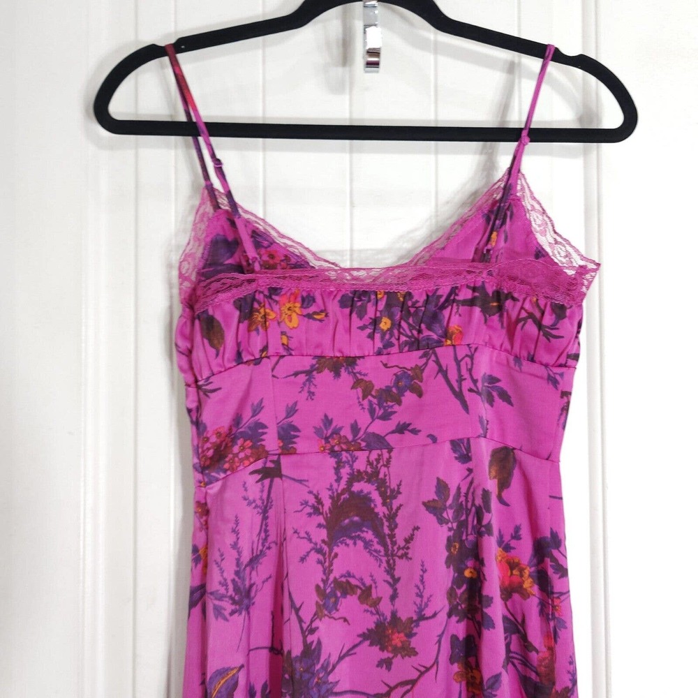 Urban Outfitters Slip Dress Audrey Purple Floral Lace Midi Satin Coquette Size S - Picture 10 of 12